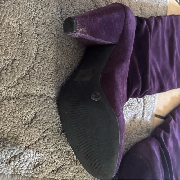 Sz 9B Jessica Simpson Deep Purple Heeled Boots with defects sexy club shoes - Picture 4 of 16